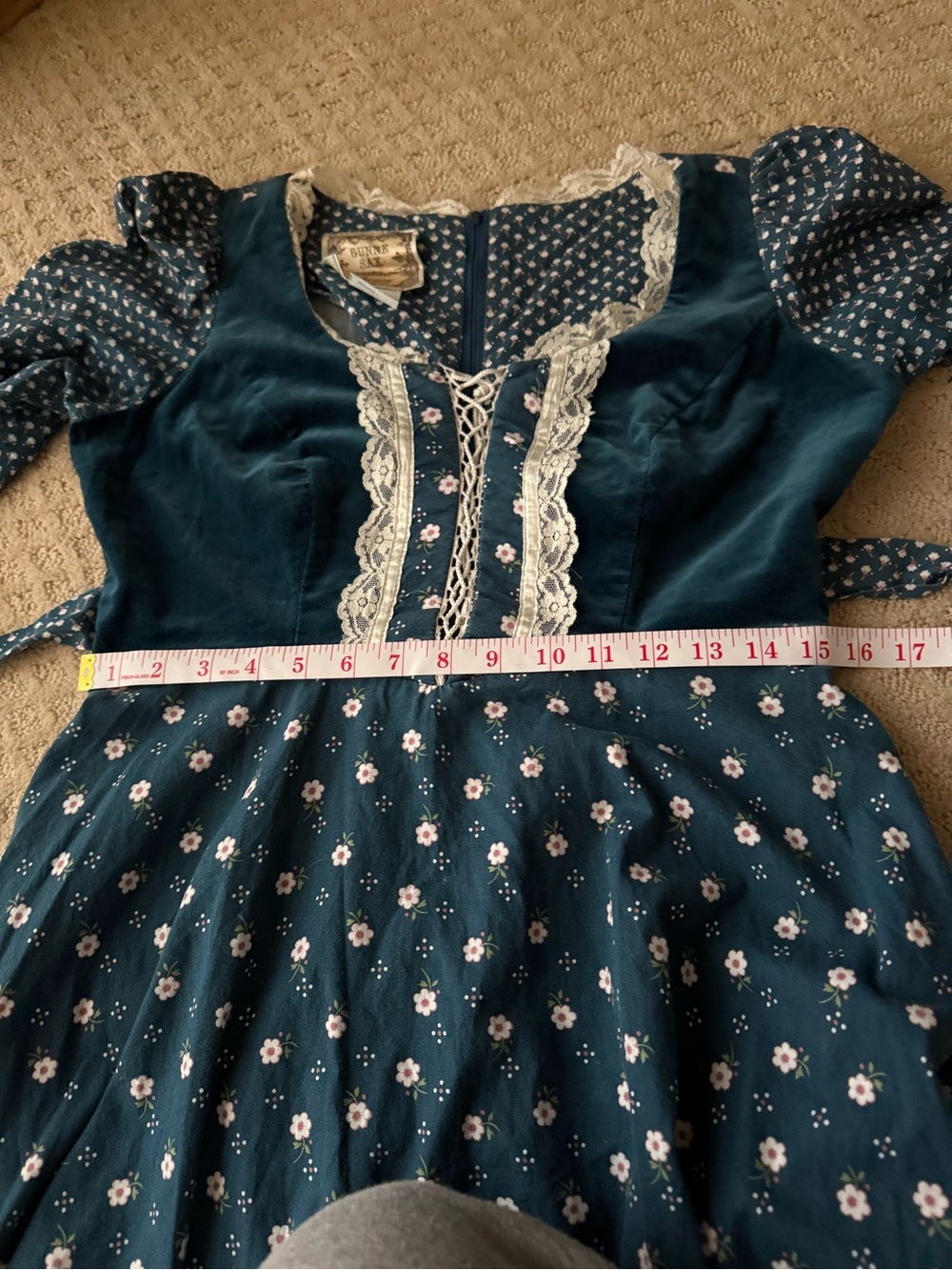 Gunne Sax Blue Floral Mini Dress - Picture 9 of 10